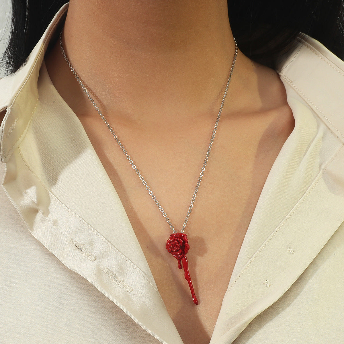 Wholesale Oil Drop Rose Clavicle Necklace Valentine's Day